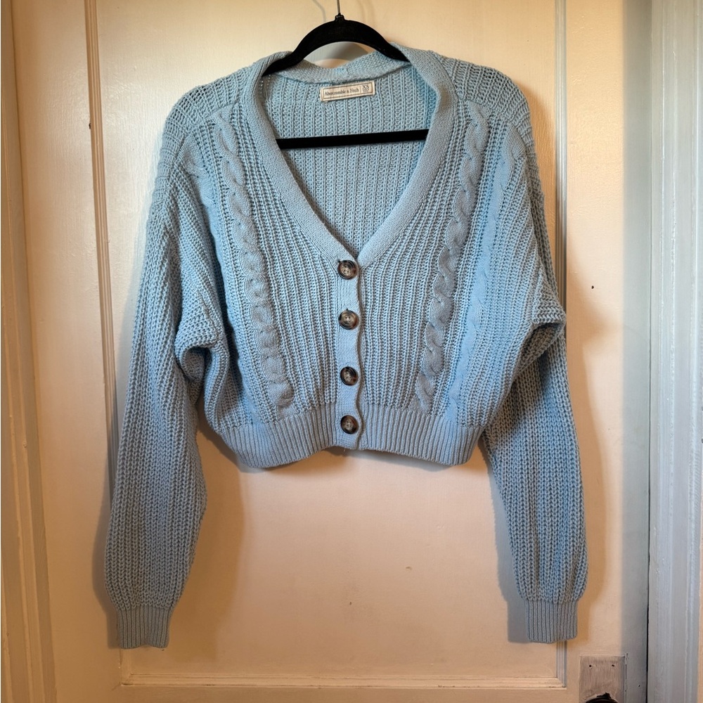 Abercrombie & Fitch Sky Blue Cable Knit Cardigan